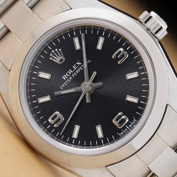 SALE! ROLEX LADIES 24MM BLACK ARABIC WATCH - Picture 2 of 6